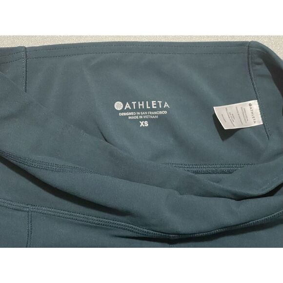 ATHLETA POWERVITA FABRIC CAPRI WORKOUT GYM LEGGING IN DEEP TEAL NEW NO‎ TAGS XS - Picture 2 of 6